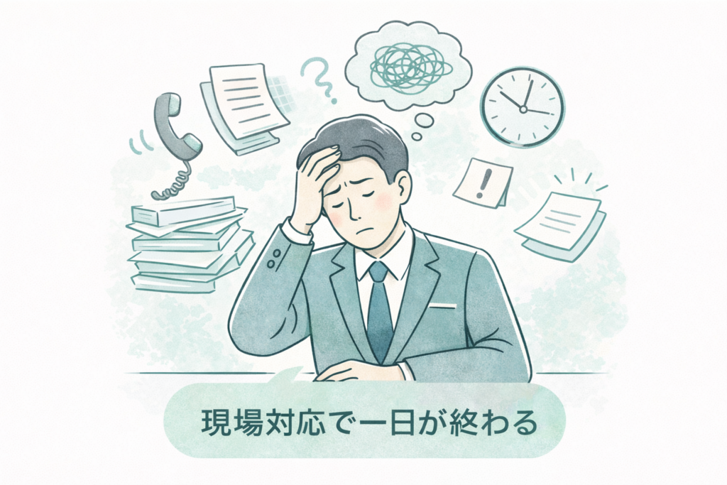 現場対応で一日が終わる