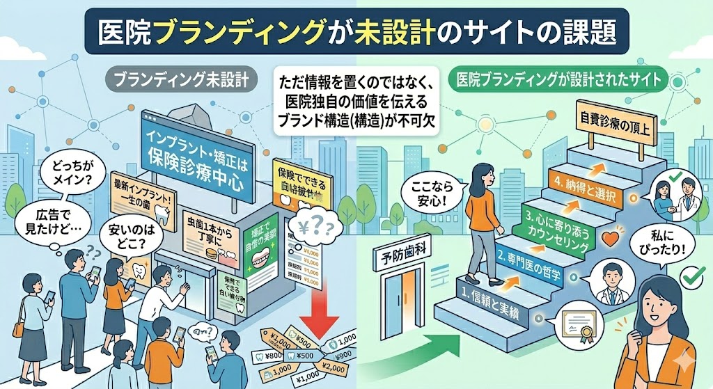 歯科医院 ブランディングが未設計のサイトの課題