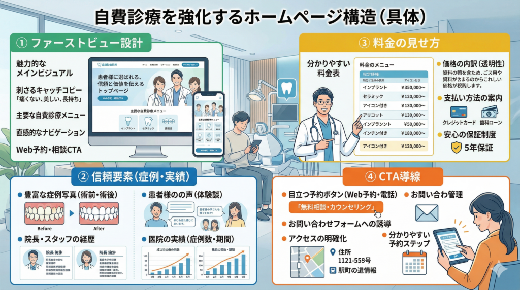 自費診療を強化するホームページ構造