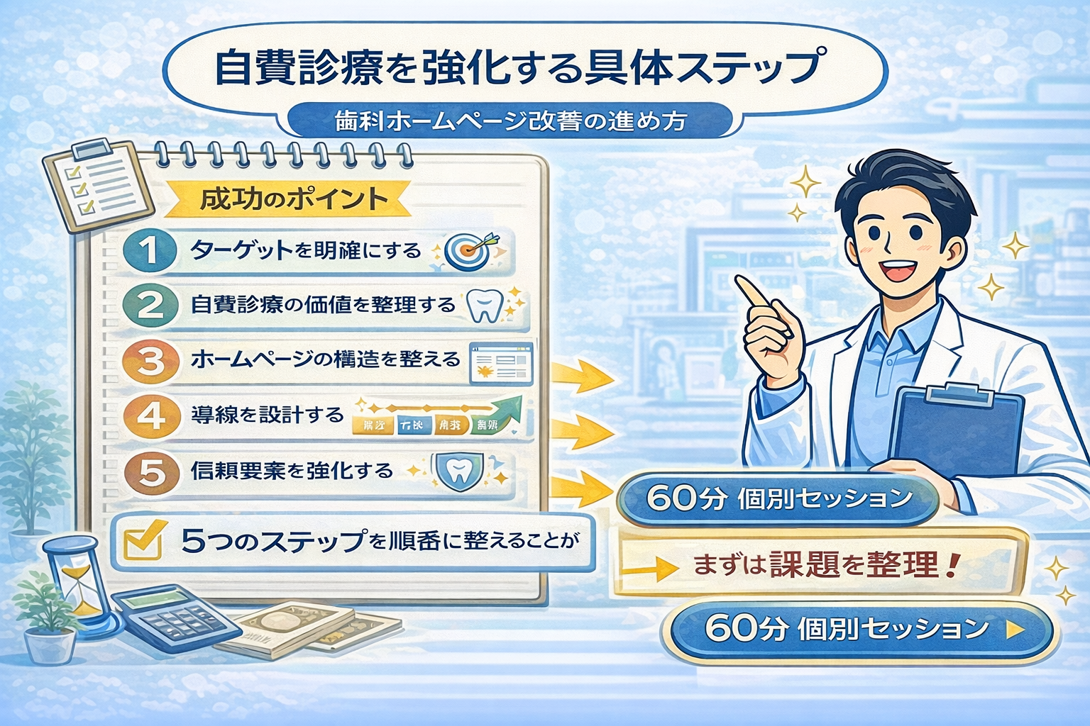 自費診療を強化する具体ステップ｜歯科ホームページ改善の進め方