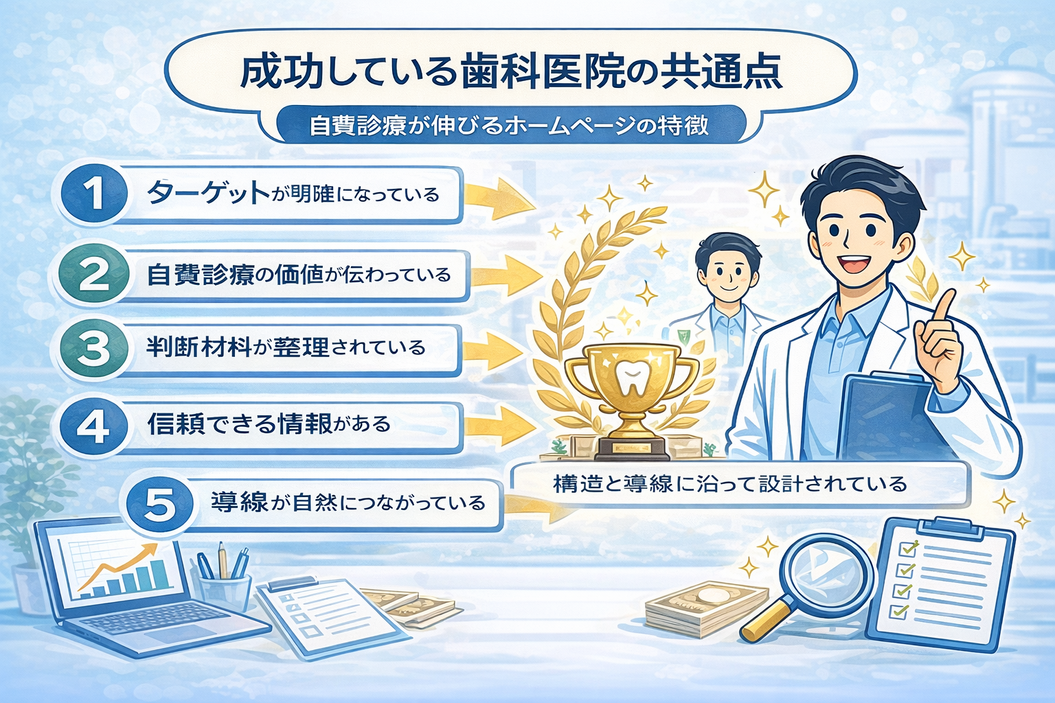 成功している歯科医院の共通点｜自費診療が伸びるホームページの特徴